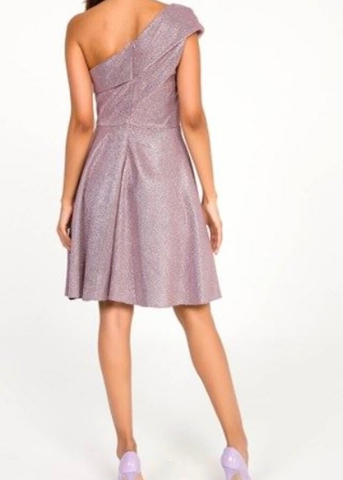 Simli tek omuz abiye - Görsel 3