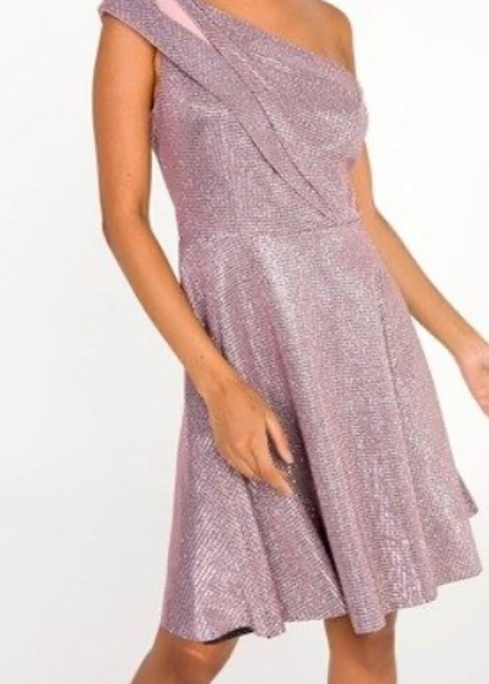 Simli tek omuz abiye - Görsel 2