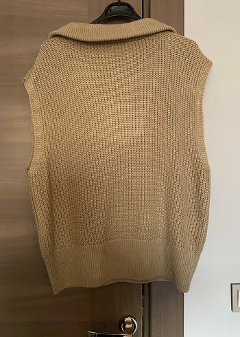 Bej Yaka Fermuarlı Triko Süveter - Görsel 2