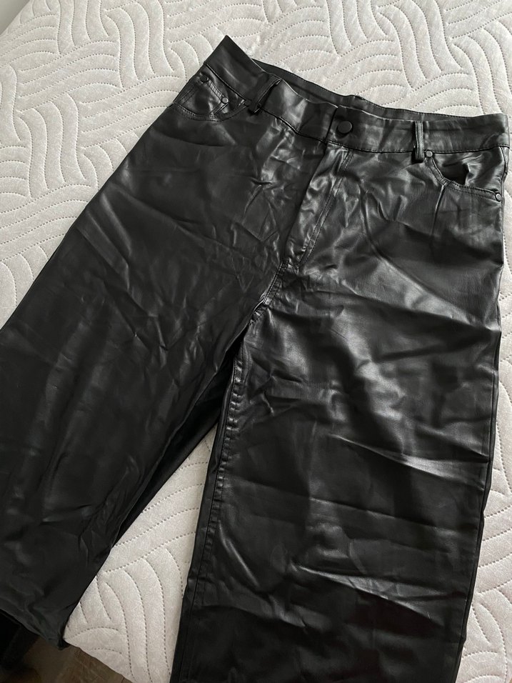 Kadın Siyah Deri  Pantolon - Görsel 2