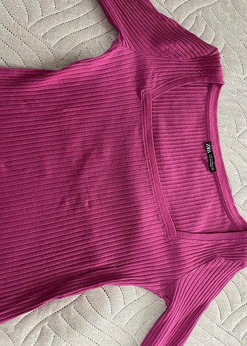 Pembe Kadın Triko Uzun Kollu Bluz - Görsel 2