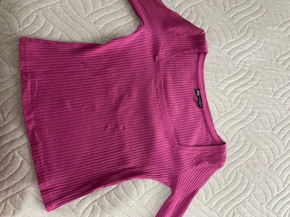 Pembe Kadın Triko Uzun Kollu Bluz - Görsel 2