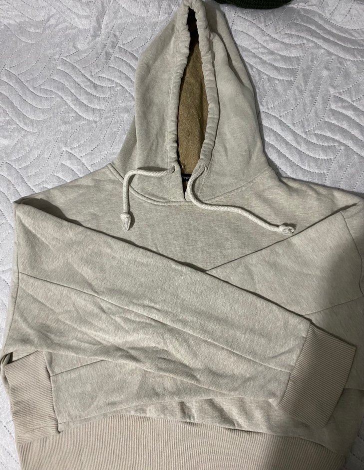 bej Kapüşonlu Kadın Sweatshirt - Görsel 2