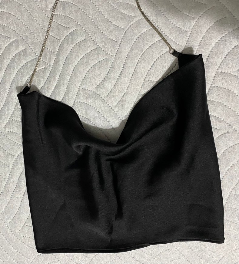 Zincir Detaylı Siyah saten bustiyer - Görsel 2