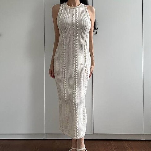 zara knit midi elbise
