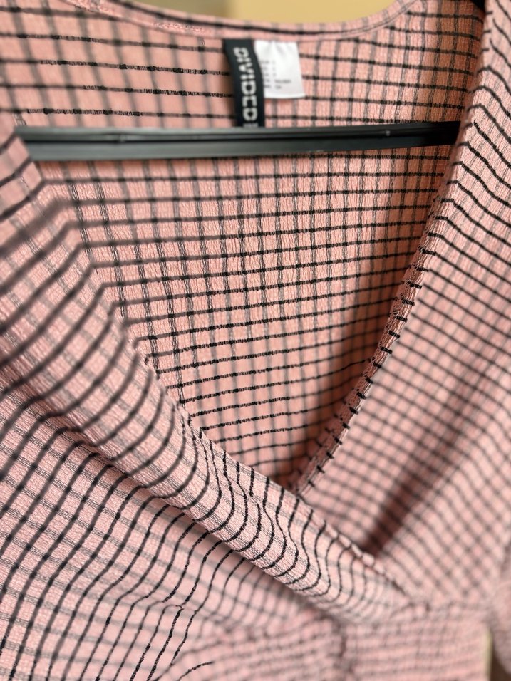 Uzun Kollu V Yaka Pileli Pembe Bluz - Görsel 5