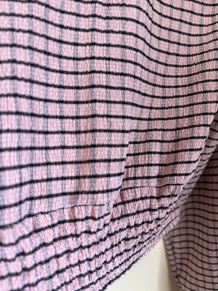 Uzun Kollu V Yaka Pileli Pembe Bluz - Görsel 4