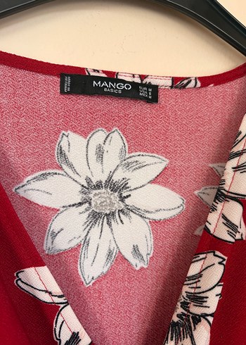 Kırmızı Çiçek Desenli Bohem Midi Elbise - Görsel 2