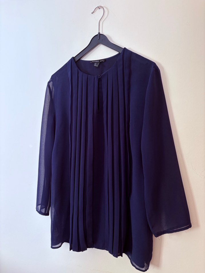 Lacivert Pilili Kadın Bluz - Görsel 2