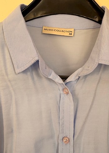 Mavi Uzun Kollu Düğmeli Gömlek - Görsel 2