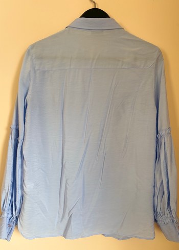 Mavi Uzun Kollu Düğmeli Gömlek - Görsel 3