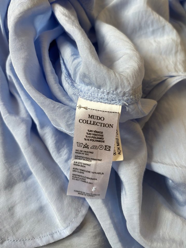 Mavi Uzun Kollu Düğmeli Gömlek - Görsel 4