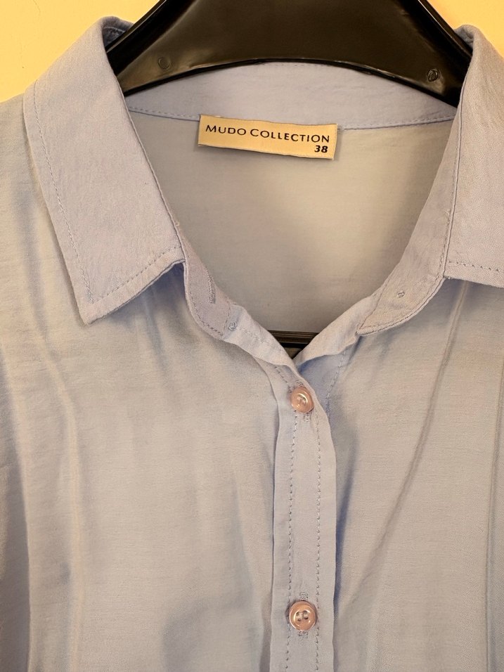 Mavi Uzun Kollu Düğmeli Gömlek - Görsel 2