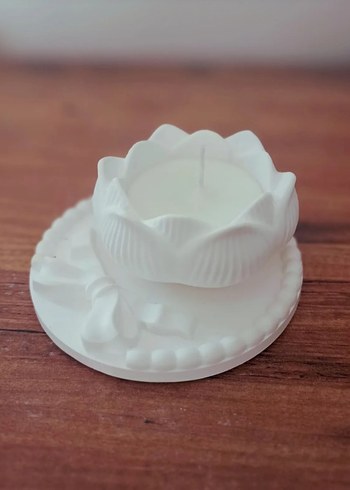 2'li Beyaz Lotus Şekilli Mum