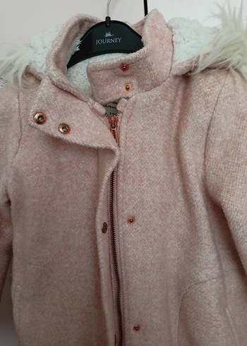 10 Yaş Beden Kız Çocuk Pembe Kürklü Rahat Kaban