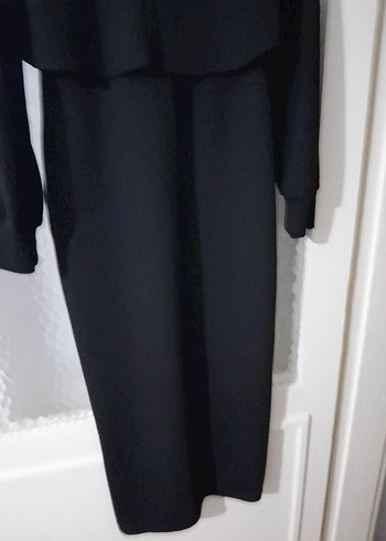 Siyah Drapeli Boğazlı Uzun Hamile Ceketi - Görsel 5