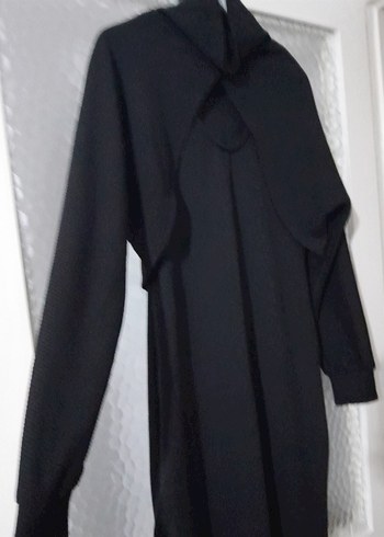 Siyah Drapeli Boğazlı Uzun Hamile Ceketi - Görsel 2