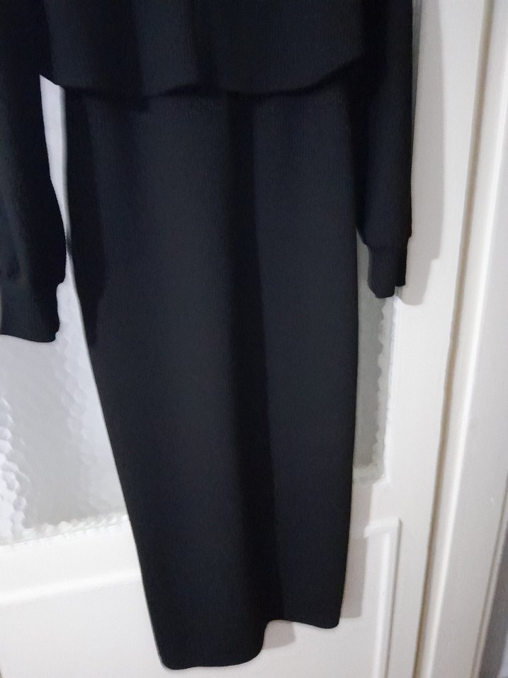 Siyah Drapeli Boğazlı Uzun Hamile Ceketi - Görsel 5