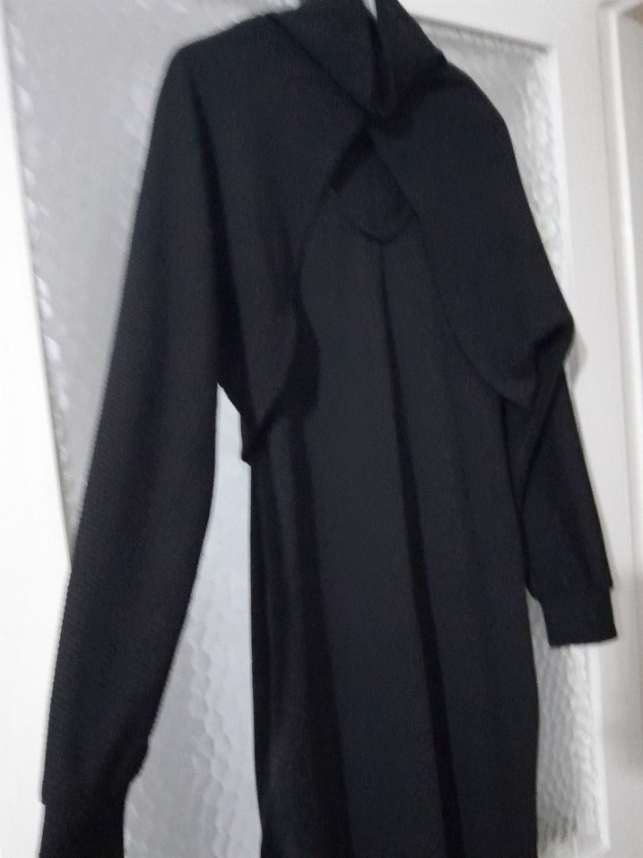 Siyah Drapeli Boğazlı Uzun Hamile Ceketi - Görsel 2