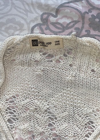 Nakışlı Beyaz Örgü Kız hırka - Görsel 4