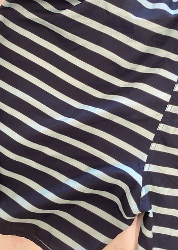 Mavi Çizgili Erkek   Kadın Deniz Şortu - Görsel 6