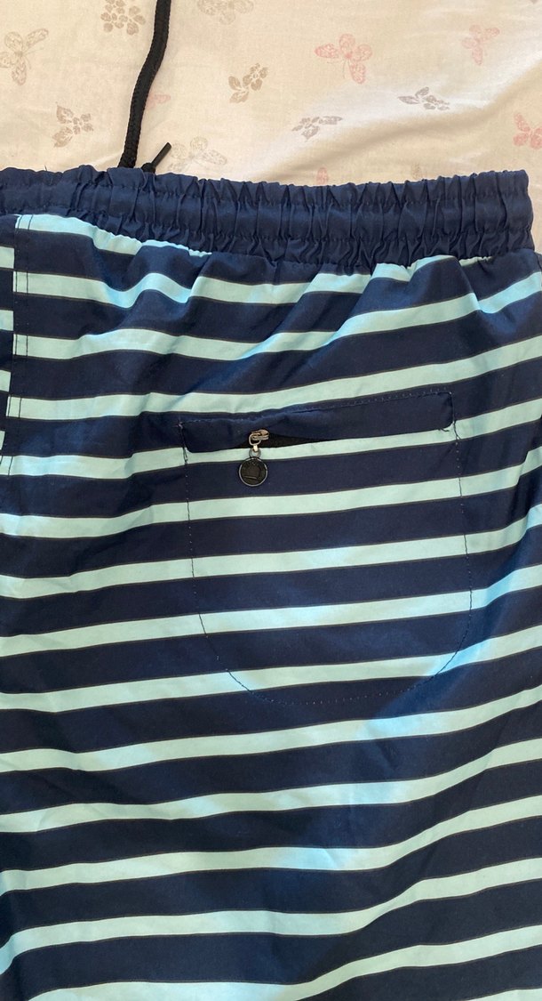 Mavi Çizgili Erkek   Kadın Deniz Şortu - Görsel 5