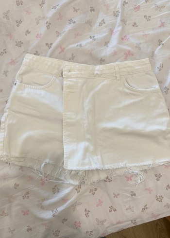 LC Waikiki Kadın Beyaz Kot Mini Şort