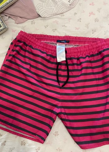 Pembe Siyah Çizgili Erkek  kadın Mayo - Görsel 2