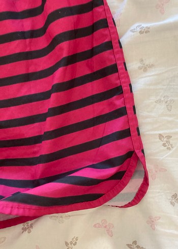 Pembe Siyah Çizgili Erkek  kadın Mayo - Görsel 4