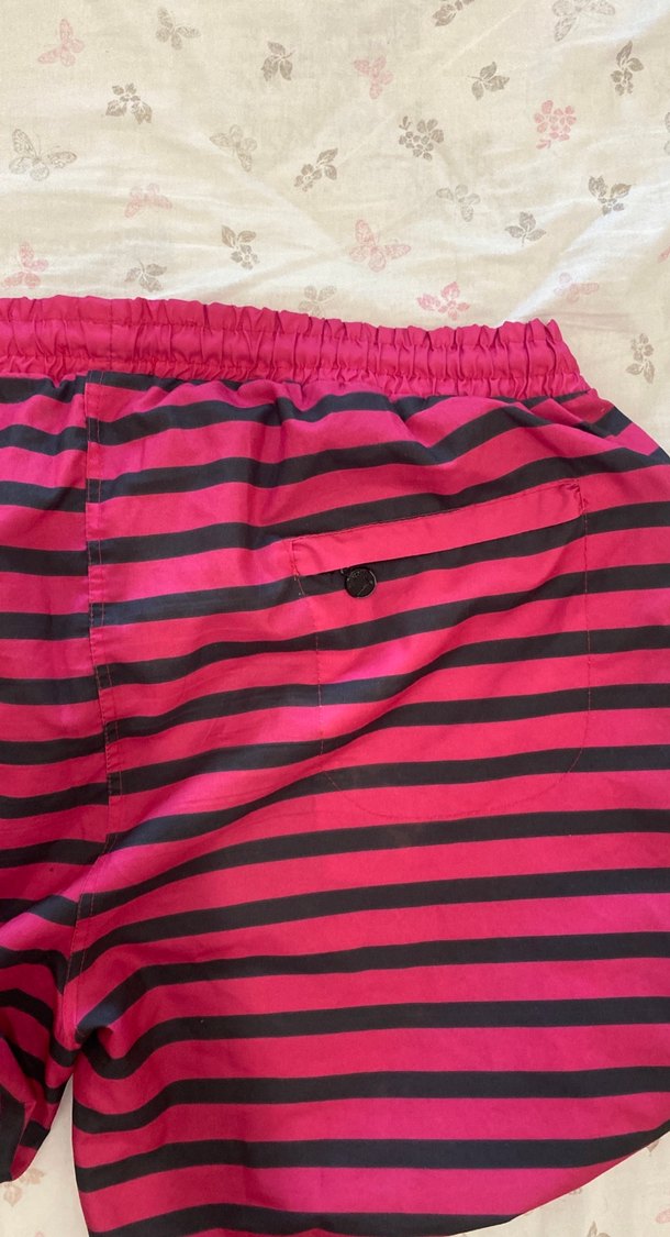 Pembe Siyah Çizgili Erkek  kadın Mayo - Görsel 5