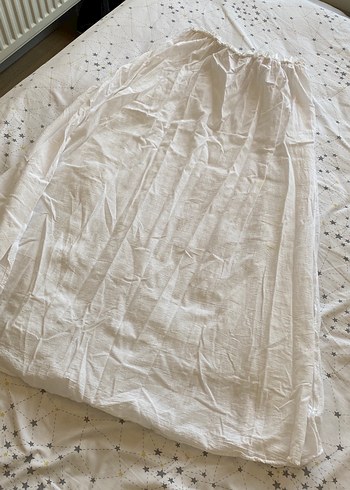 Beyaz Hamile Uzun Keten Etek - Görsel 3