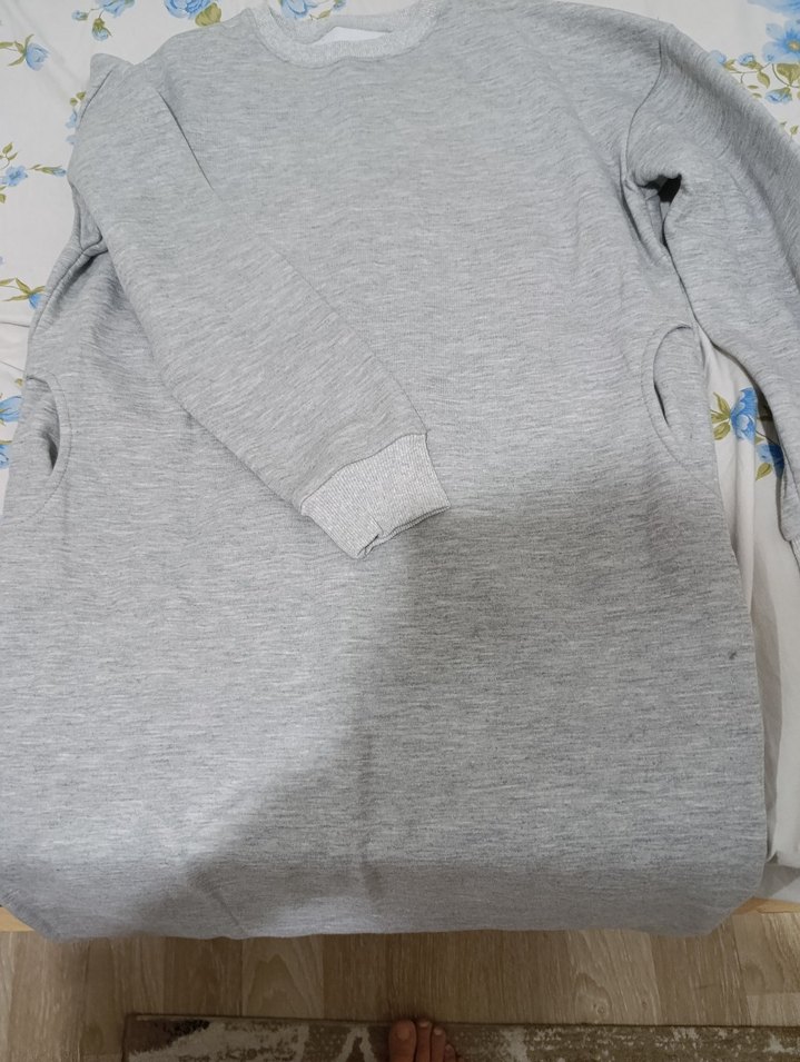 Gri Uzun Kollu Basic Sweatshirt - Görsel 4