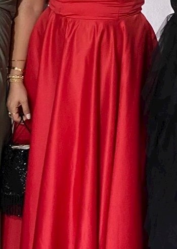 Kırmızı Straplez Uzun Abiye Elbise - Görsel 5