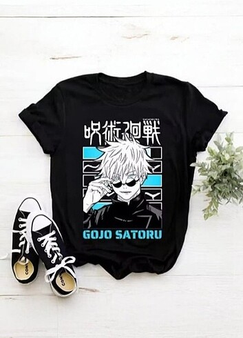 Siyah Anime Jujutsu Kaisen Gojo Satoru Unisex T-shirt