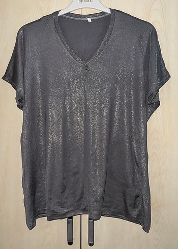 Gri simli V Yakalı Kadın Bluz - Görsel 2