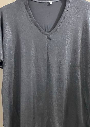 Gri simli V Yakalı Kadın Bluz - Görsel 6