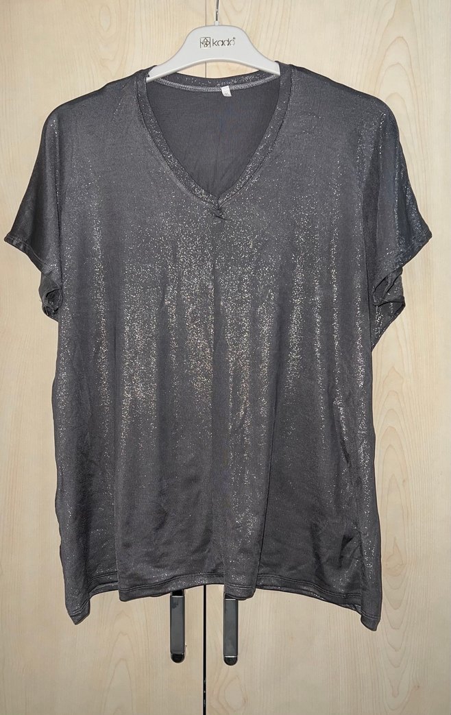 Gri simli V Yakalı Kadın Bluz - Görsel 2