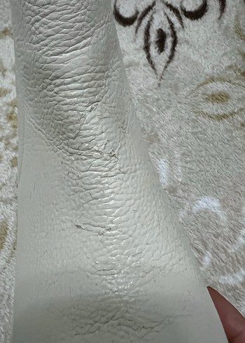 Kadın beyaz renk gerçek deri kalın taban bot - Görsel 9