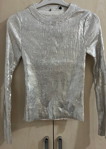 Parlak fitilli triko bluz - Görsel 3