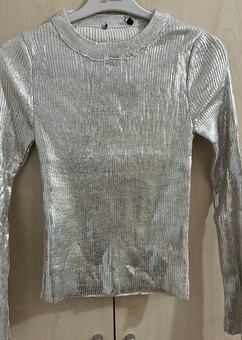 Parlak fitilli triko bluz - Görsel 9