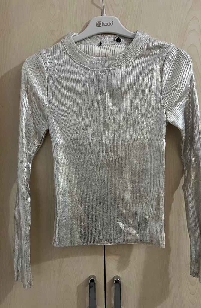 Parlak fitilli triko bluz - Görsel 4