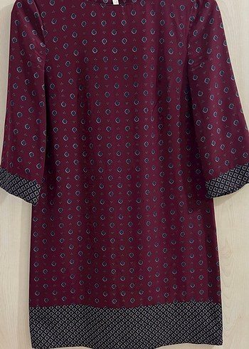 Yargıcı marka bordo renk Desenli Elbise - Görsel 7