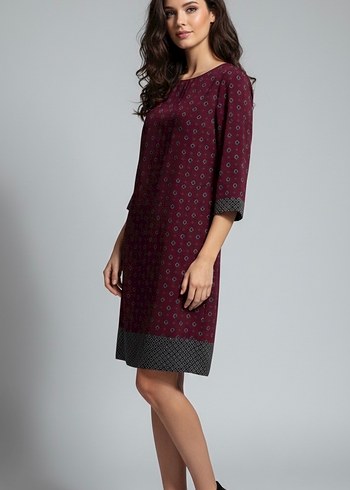 Yargıcı marka bordo renk Desenli Elbise - Görsel 2