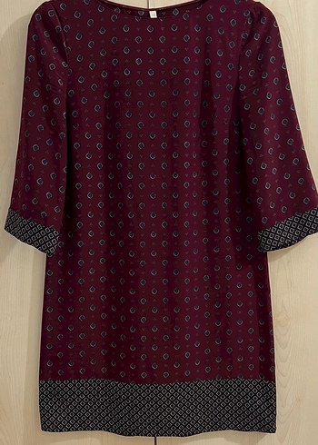 Yargıcı marka bordo renk Desenli Elbise - Görsel 4