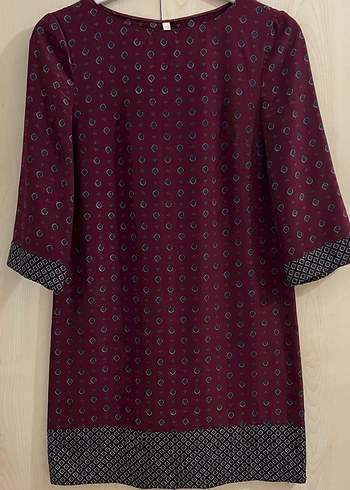 Yargıcı marka bordo renk Desenli Elbise - Görsel 5