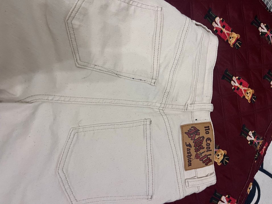 Bej Bağlama Desenli Salaş Kadın Pantolon - Görsel 4