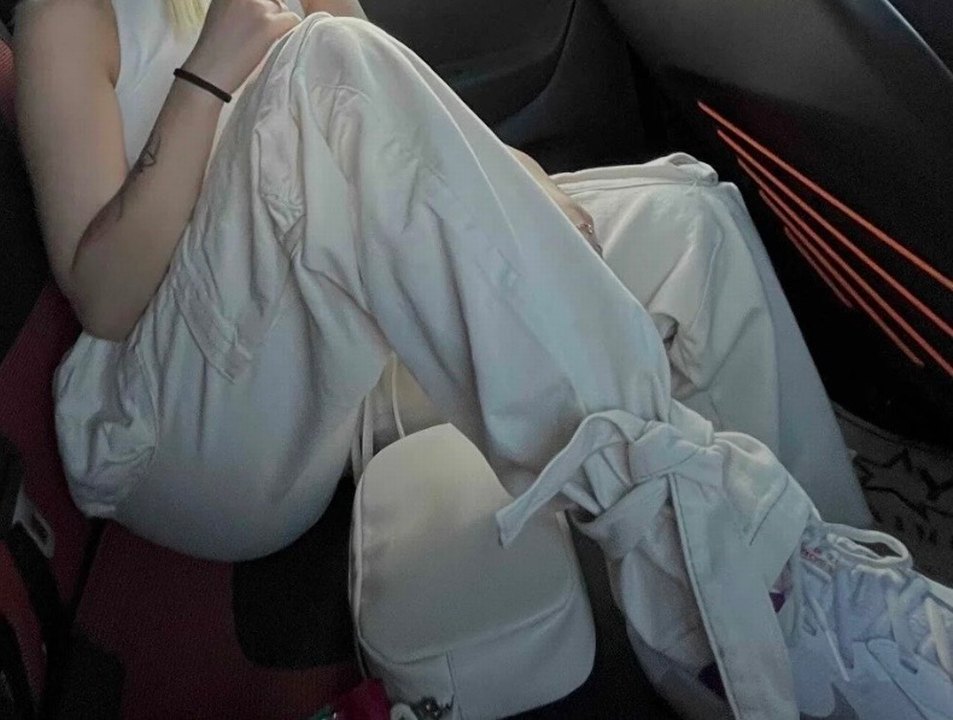 Bej Bağlama Desenli Salaş Kadın Pantolon - Görsel 3