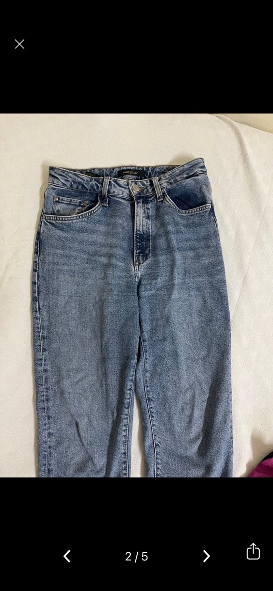 Gri Mavi Rahat Kesim Kadın Kot Pantolon - Görsel 2