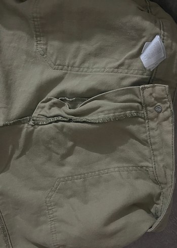 Kadın Haki Yüksek Bel Mini Şort - Görsel 4