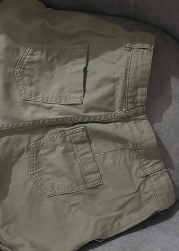 Kadın Haki Yüksek Bel Mini Şort - Görsel 2